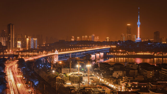 武汉长江大桥夜景