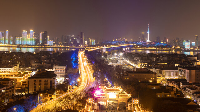 武汉长江大桥夜景