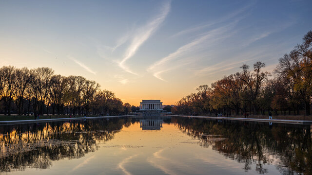 美国华盛顿林肯纪念堂倒影池