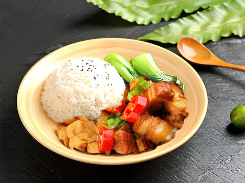 豆泡烧肉盖码饭