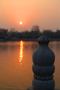 北京后海夕落美景