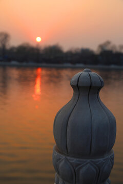 北京后海夕落景色