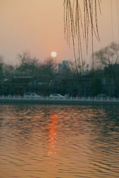 北京后海夕落美景