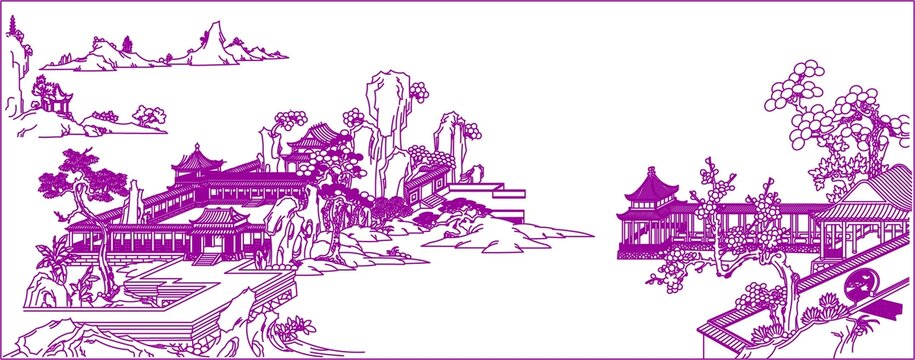 古代宮廷山水壁畫