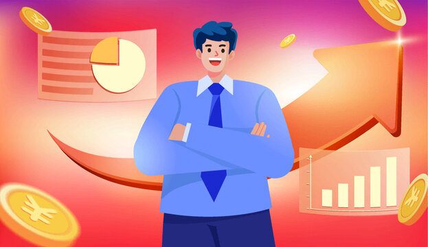 金融商務(wù)男人背景插畫