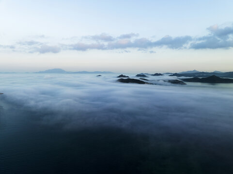 平流雾的海面航拍