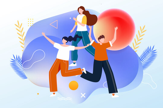 五四青年節(jié)青春快樂年輕人插畫