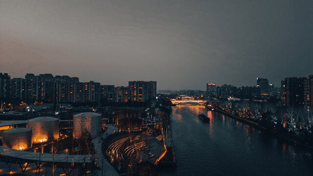 京杭大运河夜景航拍