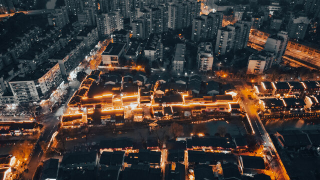 京杭大运河夜景航拍