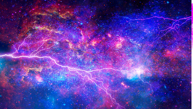 炫彩閃電的星空