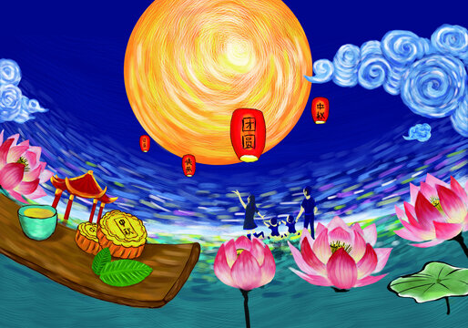 中秋插畫