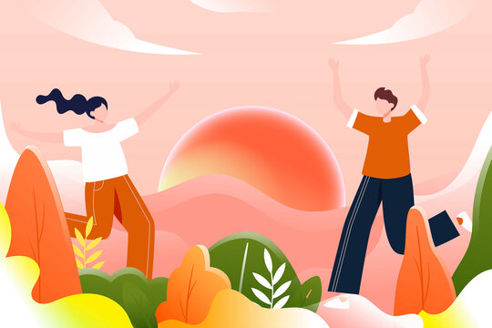 五四青年節(jié)青春快樂年輕人插畫