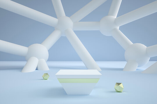 3D超现实几何体的展台背景