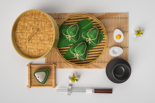 3D渲染端午节粽子筷子