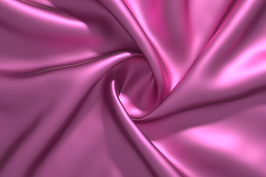 3D渲染桃红圆形产品丝绸背景