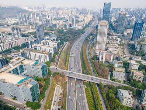 城市立交公路道路车流航拍