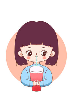 奶茶店标志logo喝奶茶女孩