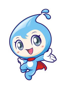 卡通可愛小水滴精靈做邀請動作