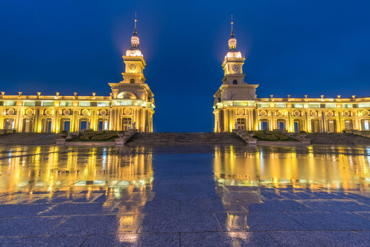 哈尔滨城市建筑夜景