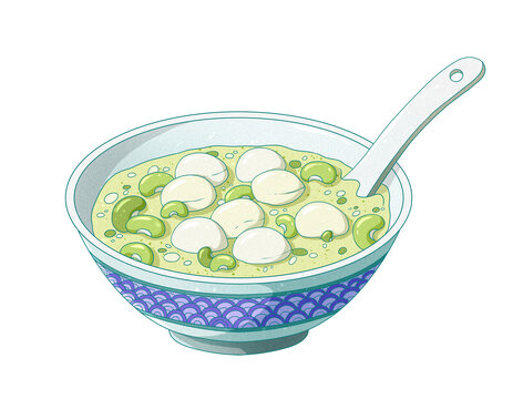 國潮手繪素材綠豆湯
