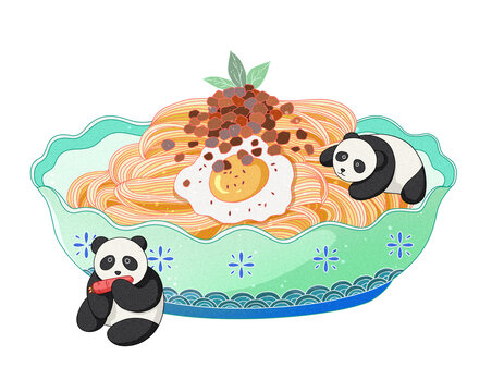 國(guó)潮手繪素材面條