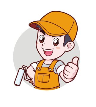 年輕男性裝修師傅豎大拇指半身