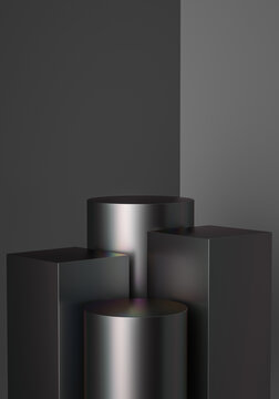 3D極簡酷黑產品展臺背景