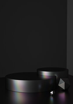 3D极简酷黑几何体产品展台
