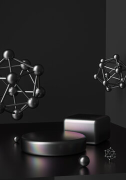 3D極簡酷黑幾何體產品展臺