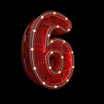 3D工業(yè)風(fēng)霓虹金屬立體數(shù)字6