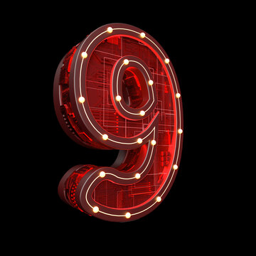 3D工業(yè)風霓虹金屬立體數(shù)字9