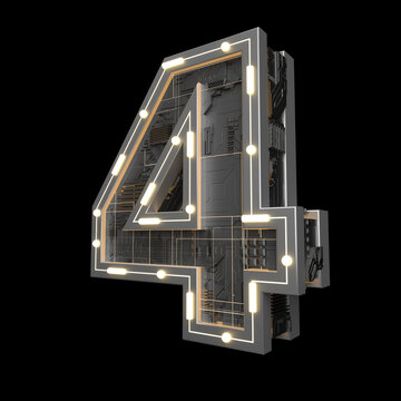 3D的工業(yè)風金屬立體數(shù)字4