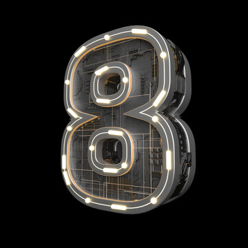 3D的工業(yè)風(fēng)金屬立體數(shù)字8