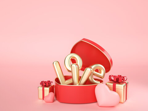 3D愛心LOVE禮盒組合場景