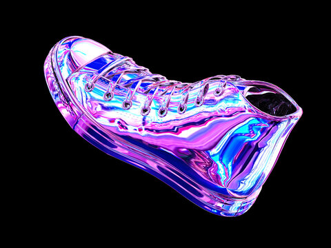 3D渲染的酸性风鞋
