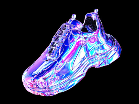 3D渲染的酸性風(fēng)運(yùn)動(dòng)鞋