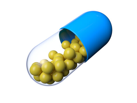3D渲染的藍色膠囊藥物