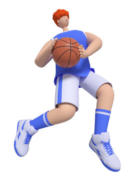 3D抱球上籃的籃球卡通男孩
