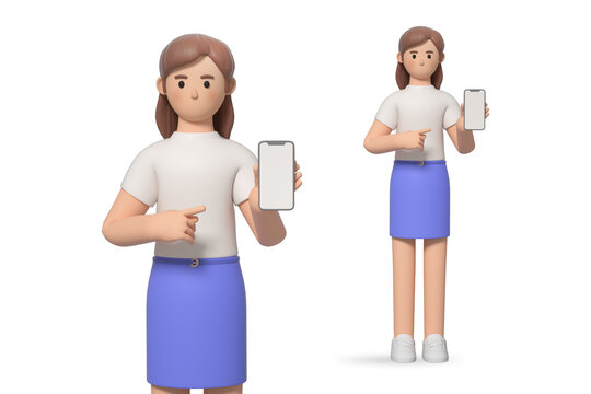 3D渲染拿手機(jī)的女人