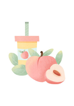 水果桃子插画