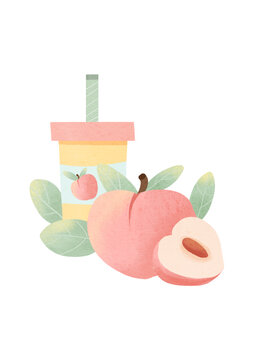 水果桃子插畫