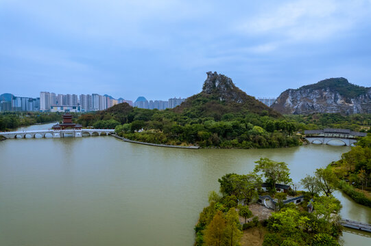 桂林山水公园喀斯特地貌航拍