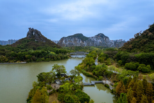 桂林山水公园喀斯特地貌航拍