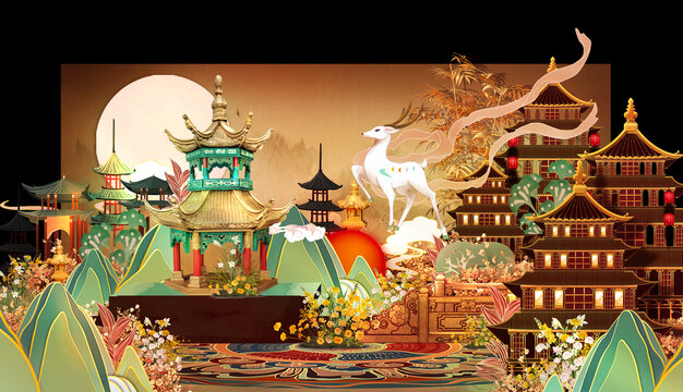 中式敦煌飛天主題效果圖