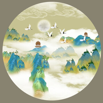 中式國風山水插畫