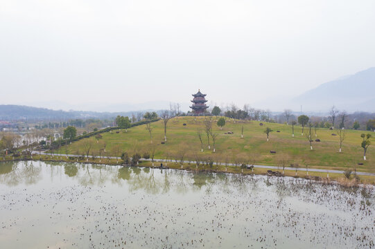 安徽池州市青阳县芙蓉湖航拍