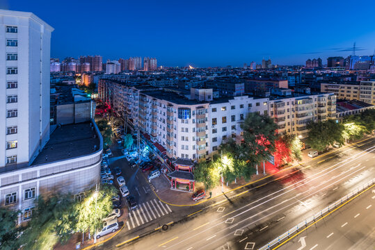 中国哈尔滨城市建筑夜景