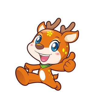 卡通可愛(ài)小鹿邁步豎大拇指