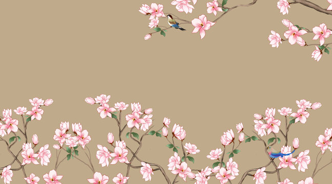 玉蘭花花鳥圖