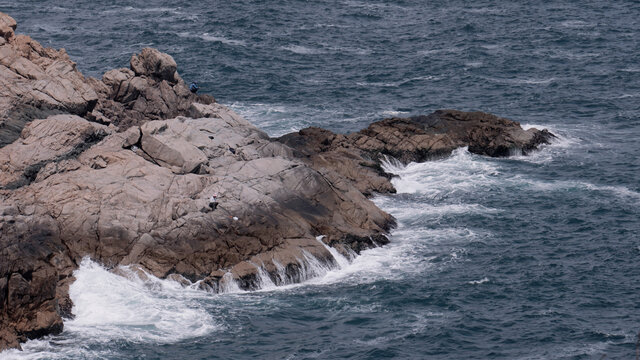 海浪拍打礁石